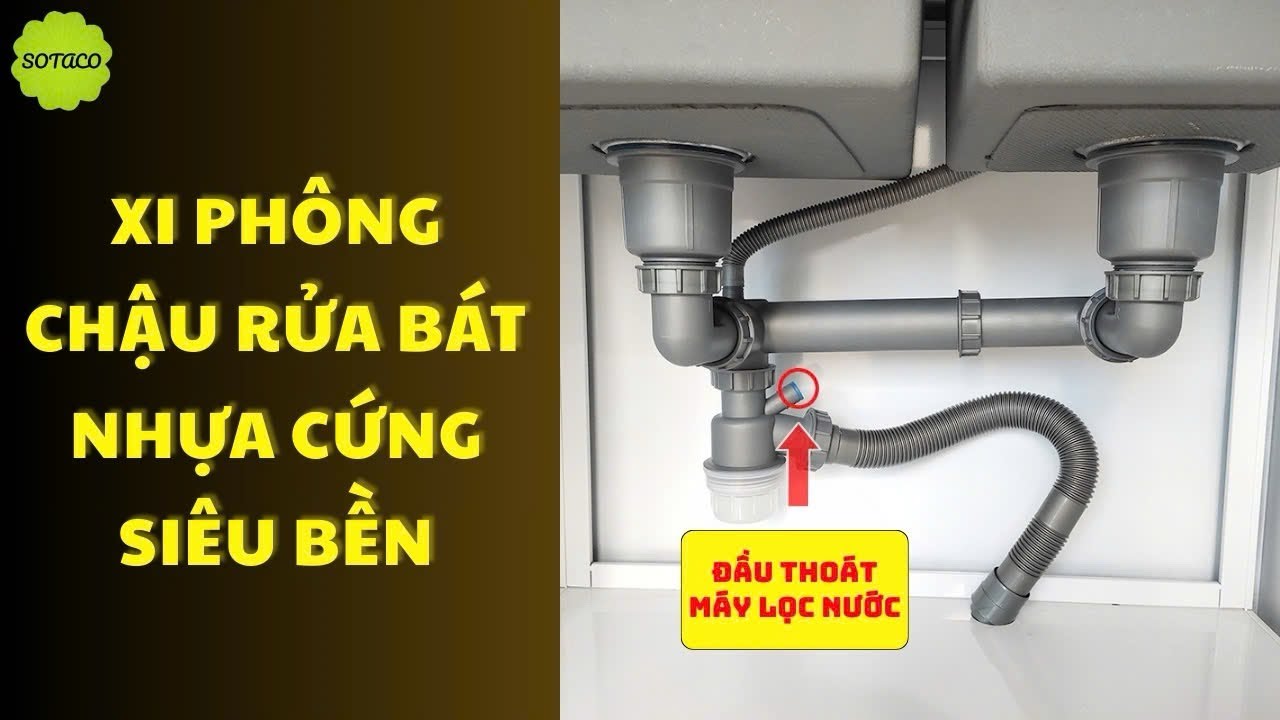 Hướng dẫn lắp đặt ￼Bộ xi phông thoát nước siêu bền siêu tiện lợi cho chậu rửa bát 2 hố