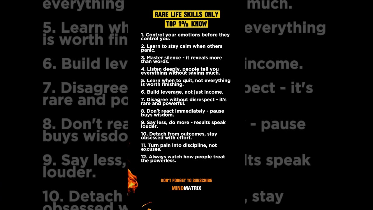 12 Rare Life Skills Only the Top 1% Know (They Never Teach You These)...