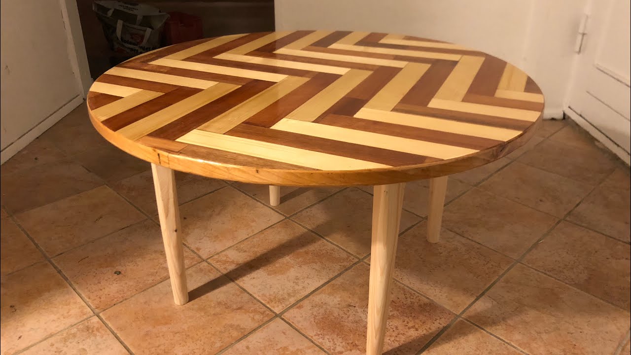 DIY Round Herringbone table