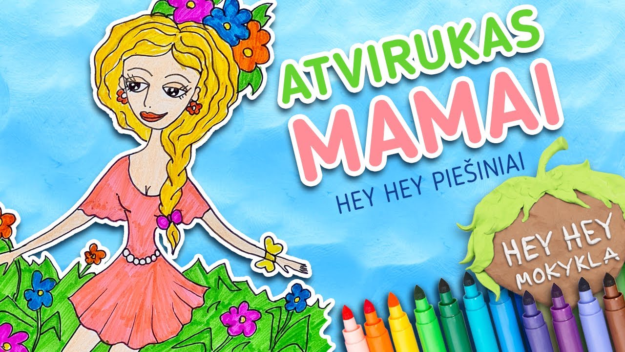 Hey Hey Mokykla MAMA Kaip nupiešti šventinį atviruką mamai paprastai ir greitai