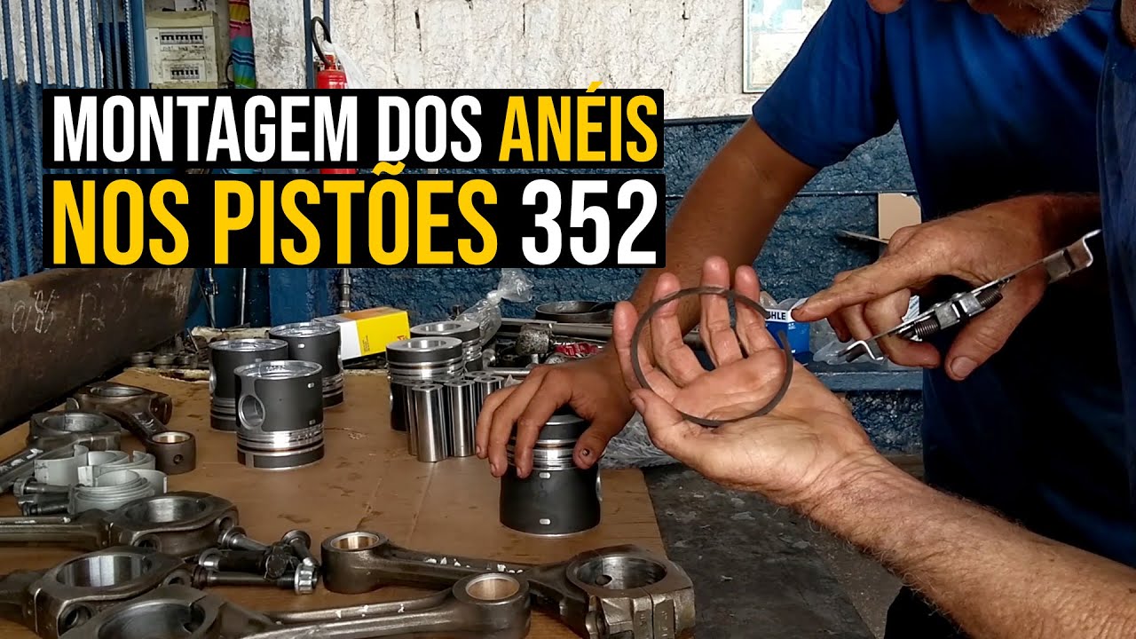 Montagem dos anéis nos pistões 352