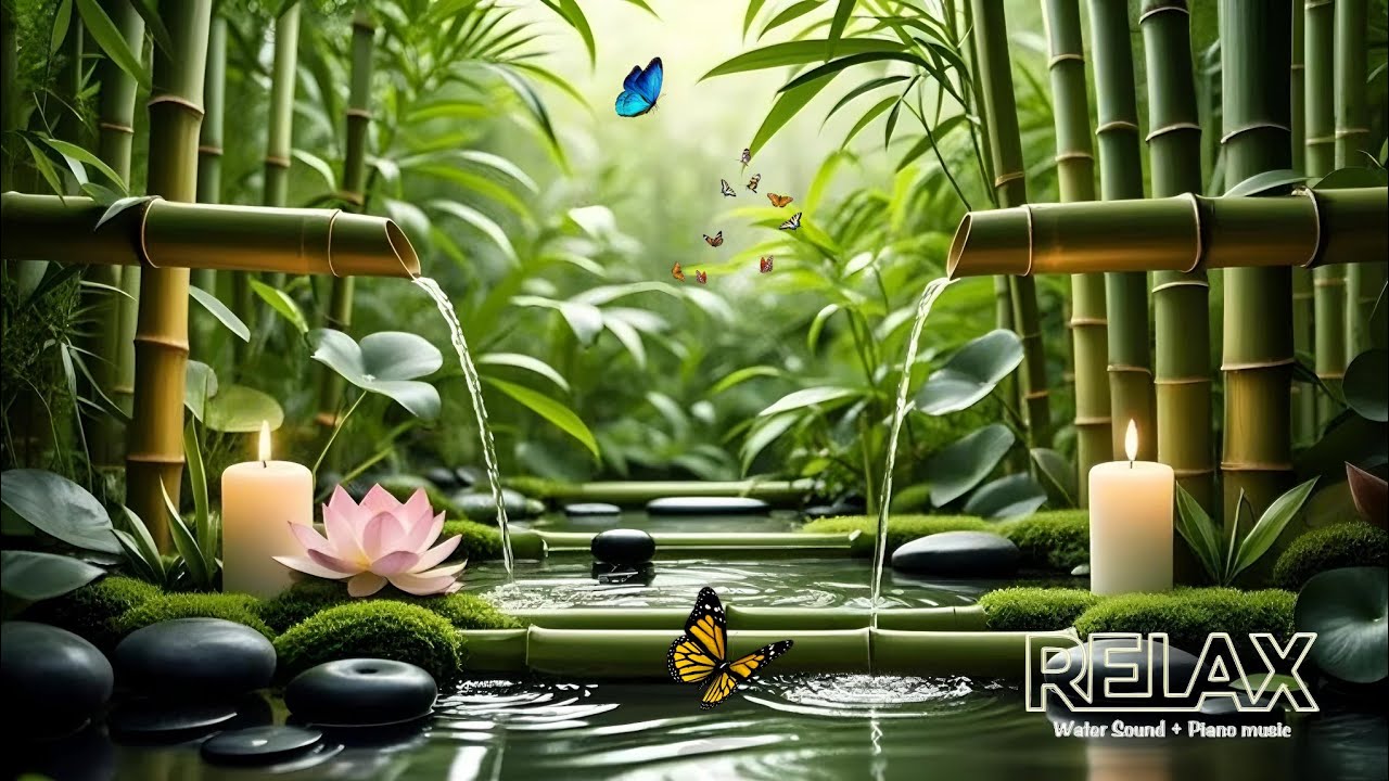 Relaxing Music 🌿Bamboo Water Sounds for Deep Sleep Meditation, Stress Relief at Night, Nature Sounds