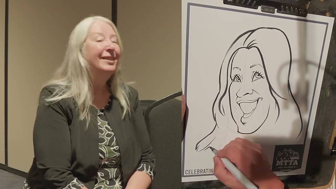 Answering your Questions at My Latest Destination Caricature Gig!