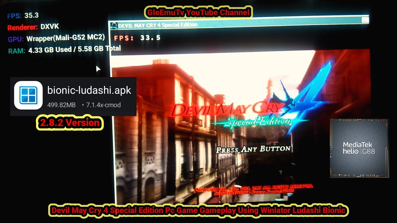 Devil May Cry 4 Special Edition Pc Game Gameplay+Settings Using Winlator Ludashi Bionic | Helio G88