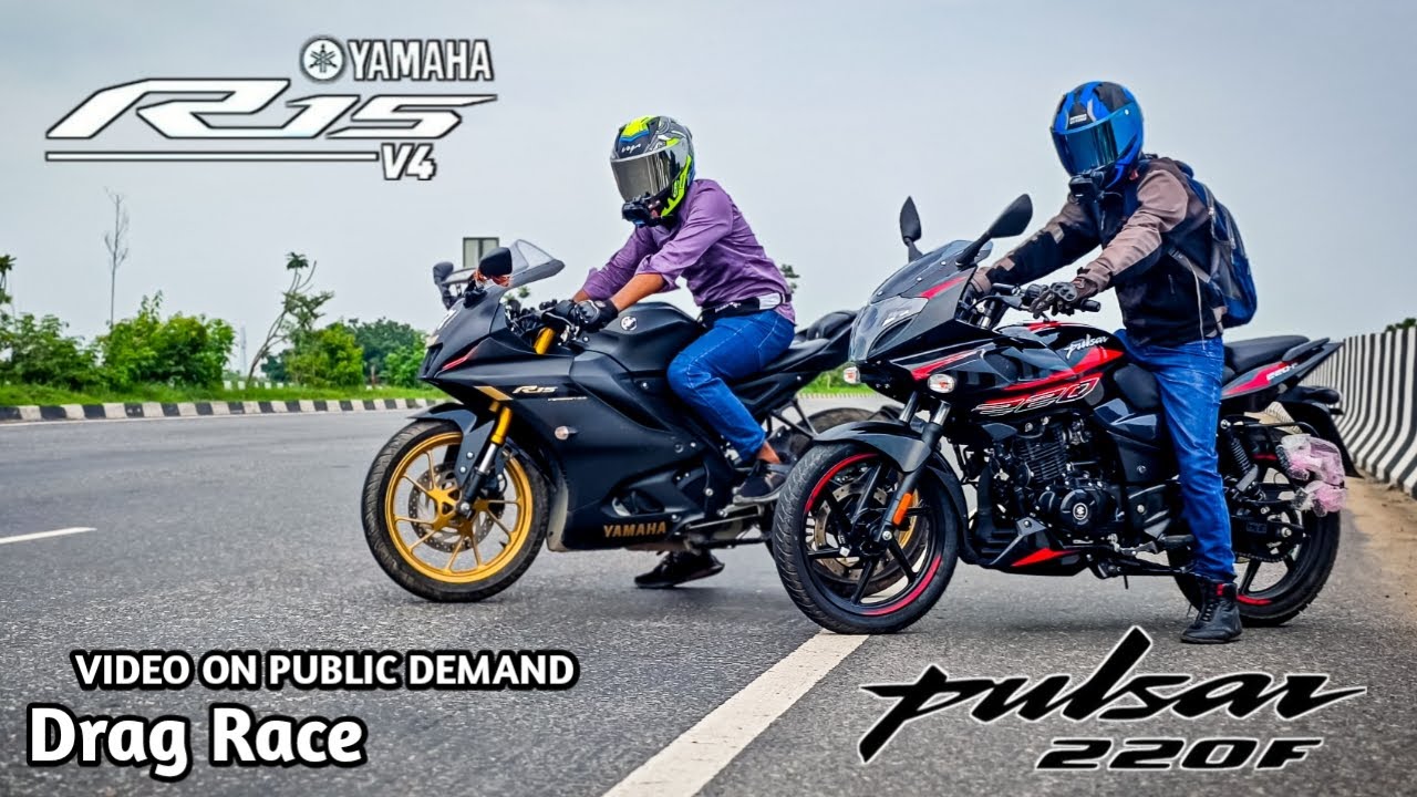Bajaj Pulsar 220f Vs Yamaha R15 V4 | Drag Race