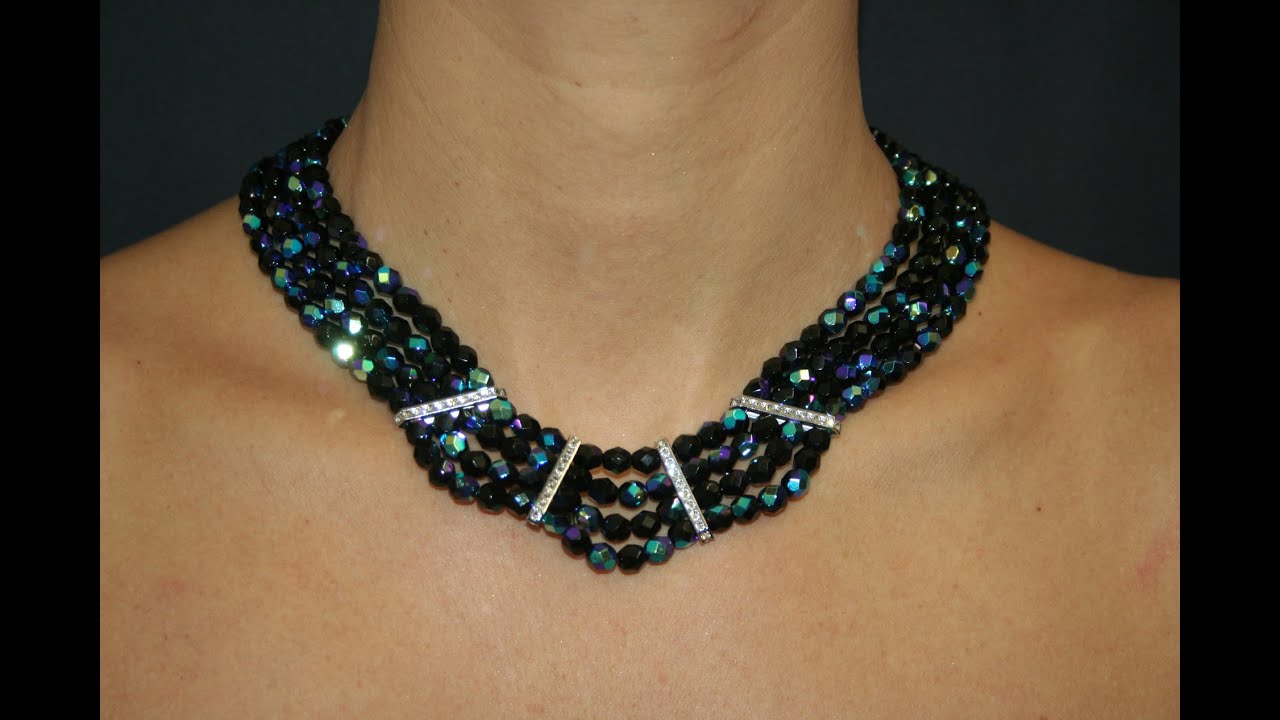 DIY Necklace with Swarovski Strass Bars and Fire Polished Beads - www.perlinebijoux.com