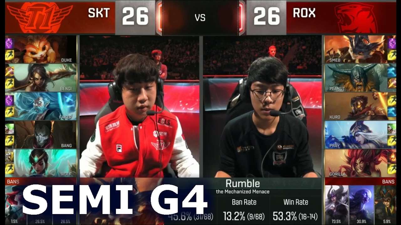 SKT vs ROX - Game 4 Semi Finals Worlds 2016 | LoL S6 World Championship SK Telecom T1 vs Rox Tigers