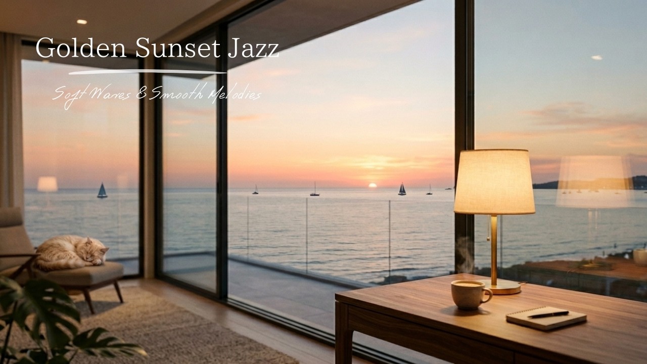 マンハッタンのサンセット、海辺のジャズ🎷Golden Sunset Jazz 🌅 | Smooth Ocean Vibes for Relaxing, Study & Unwinding