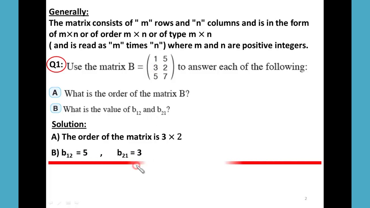 Math 1st secondary| Algebra| Organizing data in Matrices | From School Book