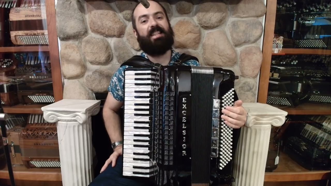 7610 -  Black Excelsior Mod. 940 Piano Accordion LMMH 41 120 $5999