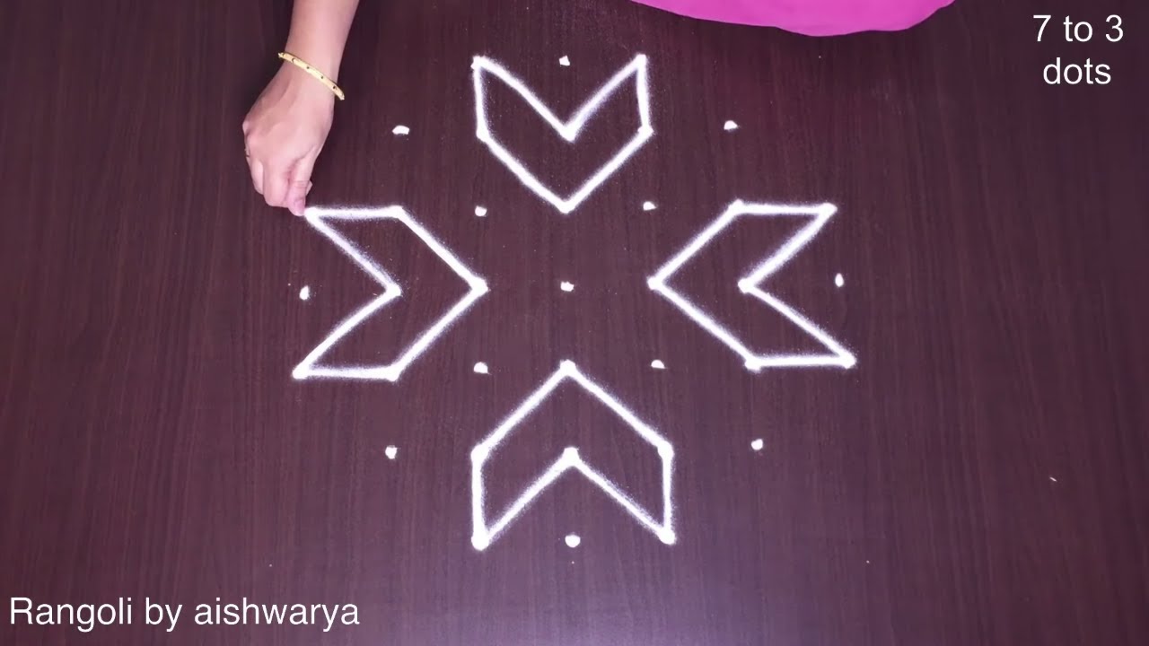7*3 Straight Dots Rangoli Chinna Kolangal | Cute & Superb Designs Muggulu | RamRangoli Aishwarya