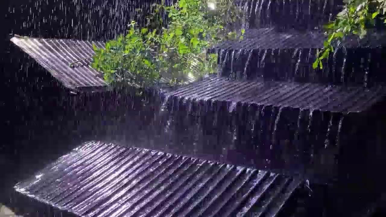 FALL ASLEEP INSTANTLY(No Ads)😴Heavy Rain,Thunderstorm🔥Fire Sounds for Quite Night &Stop Overthinking
