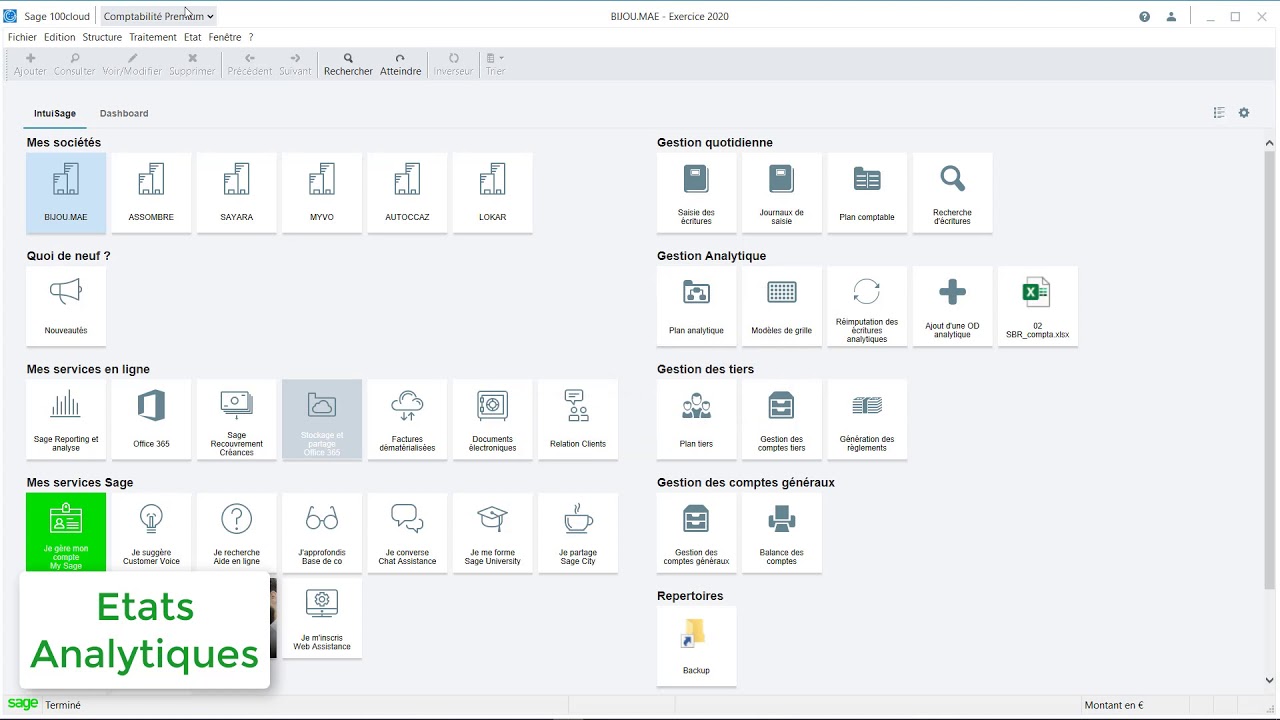 Sage 100cloud Comptabilité : Gestion Analytique