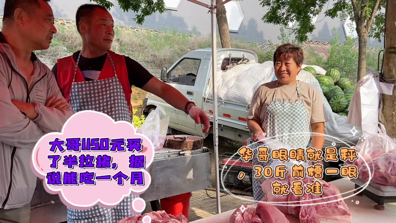 华哥猪肉就是好卖，天津大哥1150元半头猪一锅端，看看买多少斤？#pork #猪肉 #玖叔vlog#华哥猪肉#玖叔猪肉#豬肉
