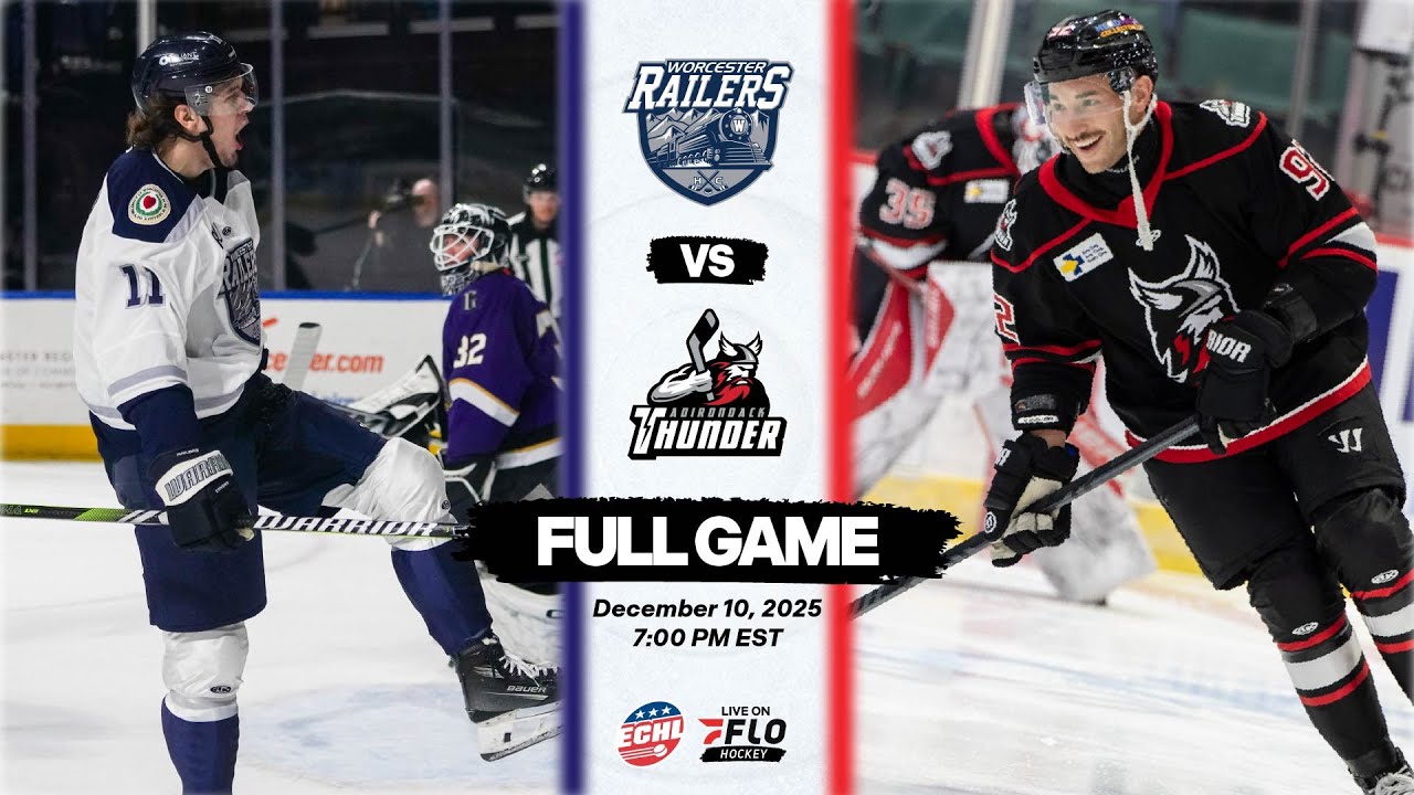 ECHL Free Live Stream - Worcester Railers vs Adirondack Thunder | FloHockey