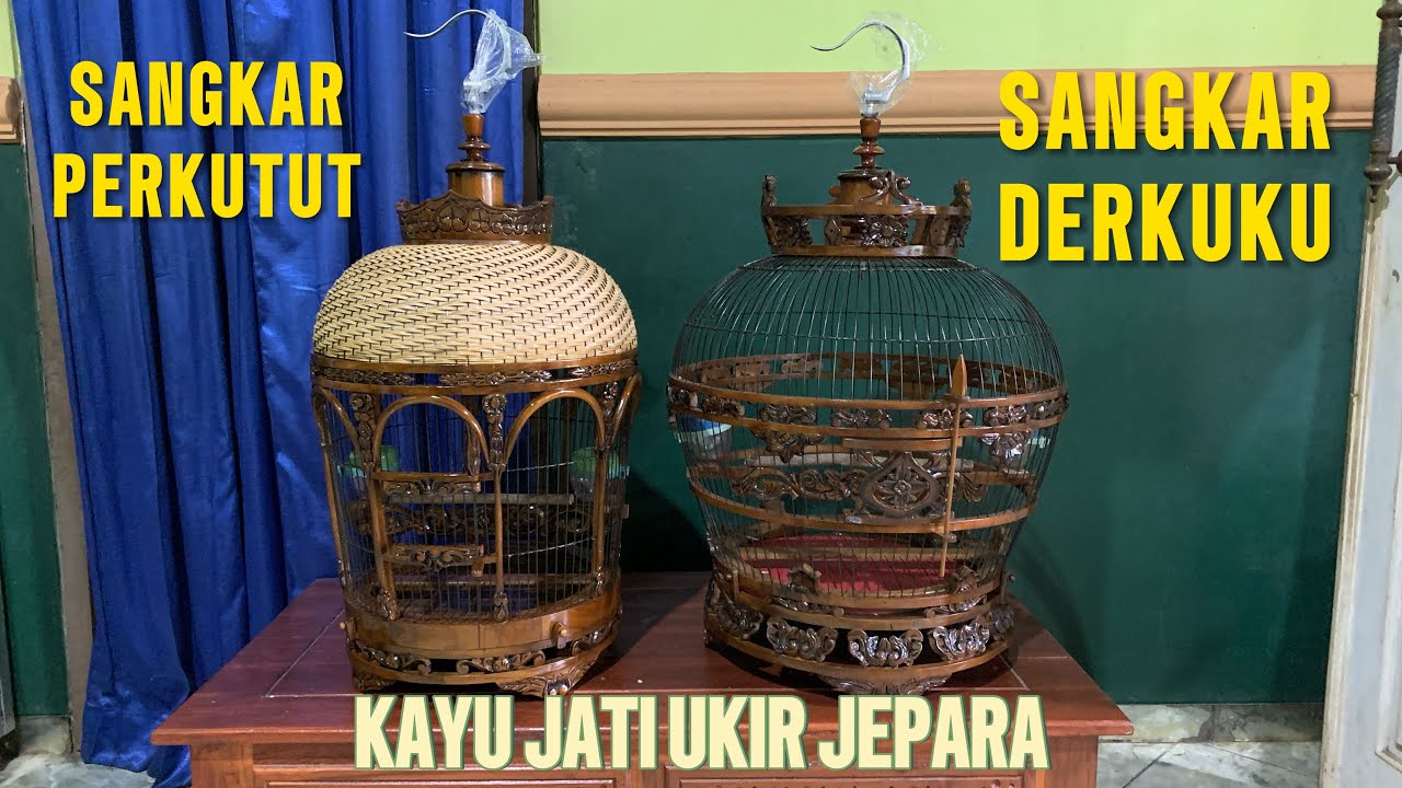 SANGKAR CLASSIC PERKUTUT DAN DERKUKU // KAYU JATI UKIR RELIEF