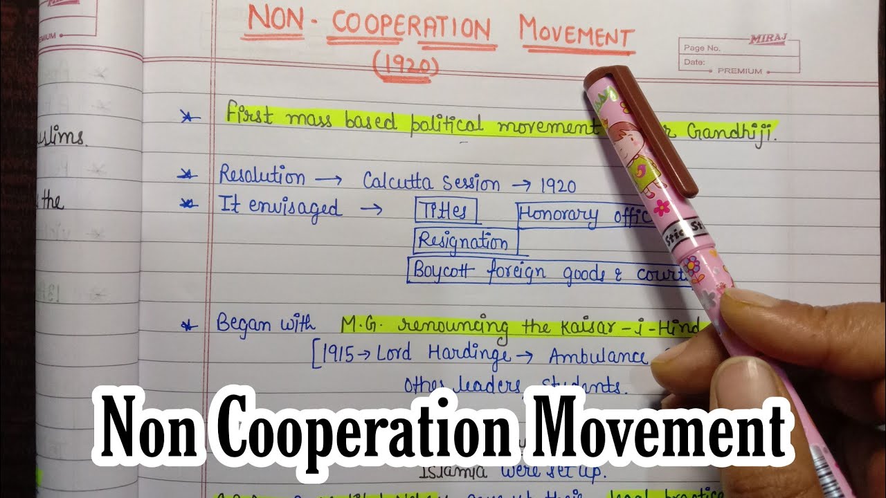 Non Cooperation Movement (1920)||Handwritten Notes||National Movement||Modern India || An Aspirant !
