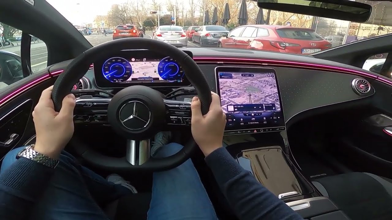 2023 Mercedes EQE 300 [100 kWh, 245 HP] POV Test ride #75 CARiNIK