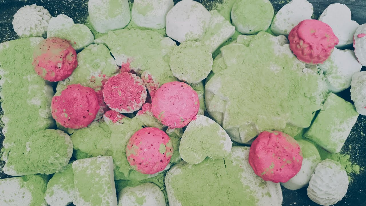 Soft Chalk Crush ASMR | Green & Pink