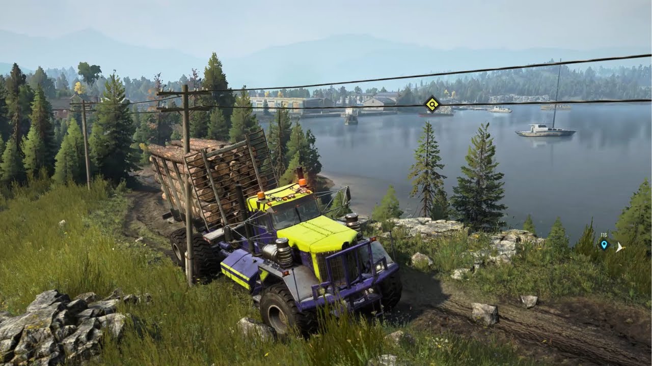 Kenworth 963 - Medium logs Delivery - Wooden Bridge Construction - SnowRunner