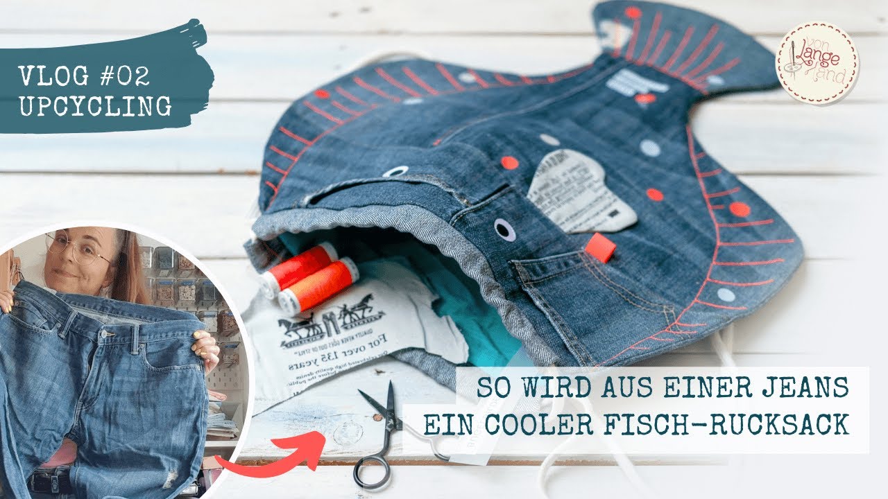 Upcycling & Nähen: So nähst Du aus einer alten Jeans eine stylische Rucksack-Scholle! 🐟✂️🧵