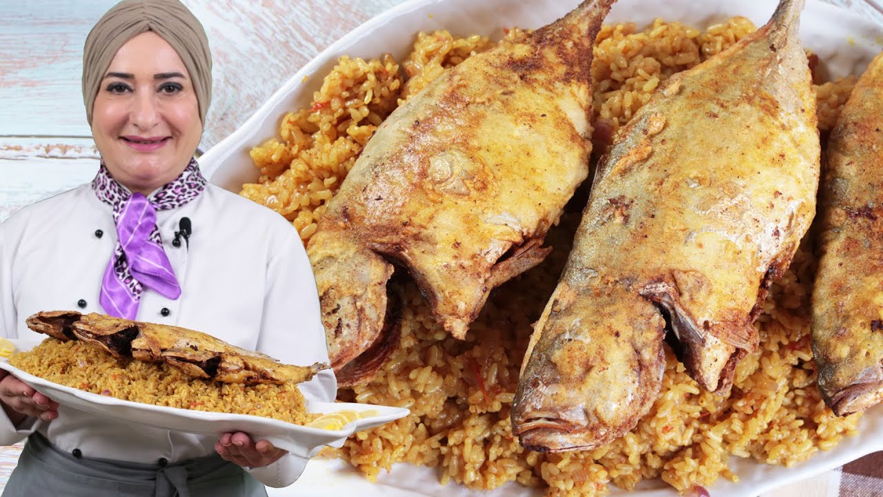 السمك المقلي المقرمش بخلطة تتبيلة رائعه مع الأرز البني اللذيذ