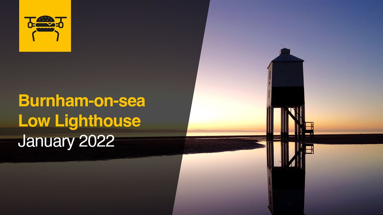 Sunset at Burnham-on-sea Low Lighthouse - Jan 2022 - Drone