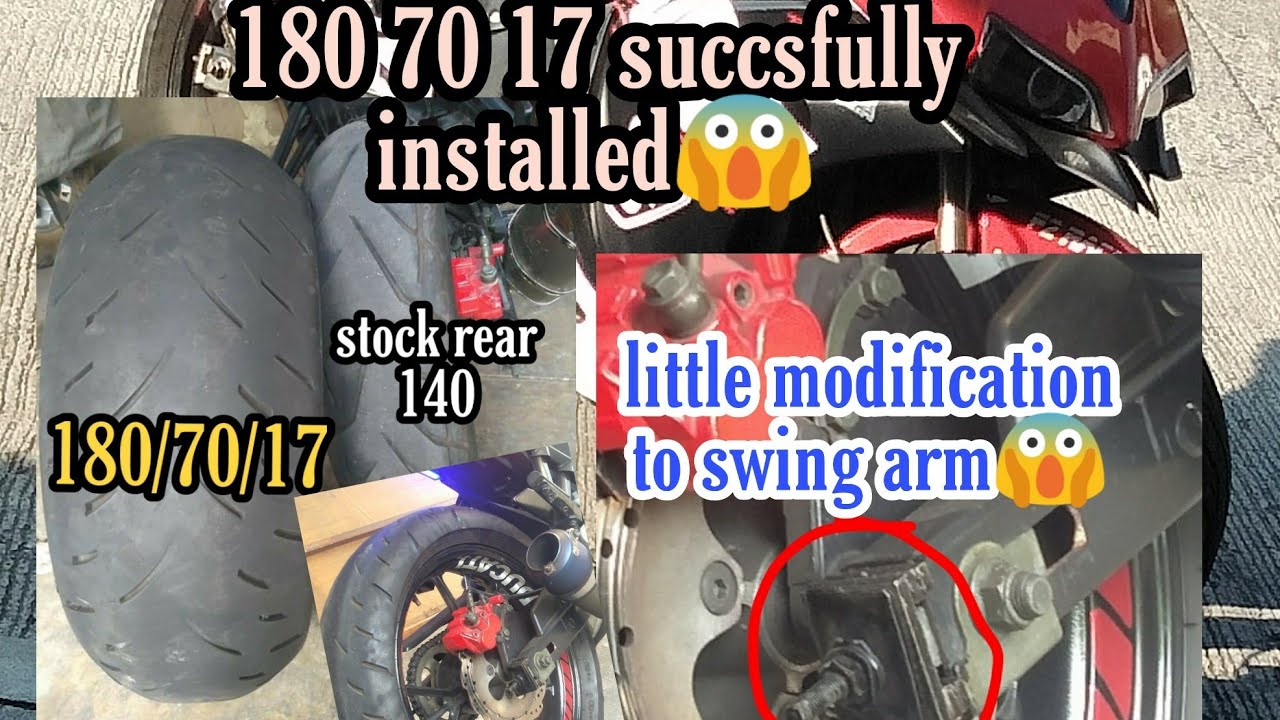 180 70 17 rear tire sucesfully installed to ur z2s little modification to swing arm💪