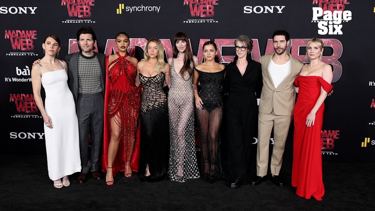 Sydney Sweeney, Dakota Johnson, Adam Scott & More Hit Madame Web Red Carpet Premiere
