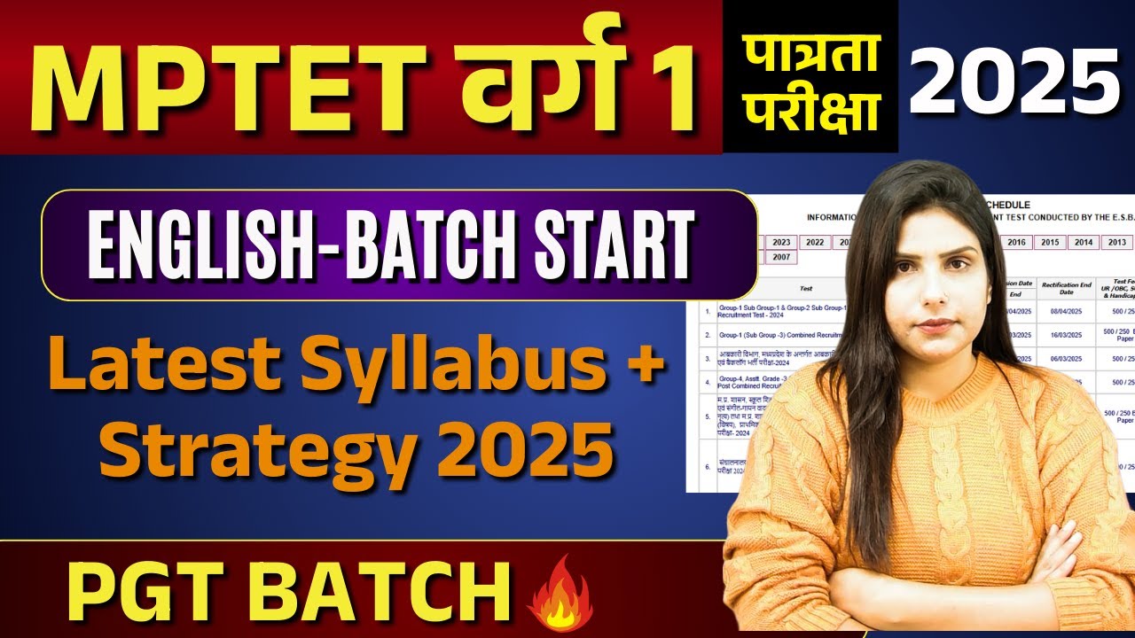 MP TET Varg 1 English Syllabus 2025 |English Syllabus | Madhya Pradesh Teacher Recruitment 2025