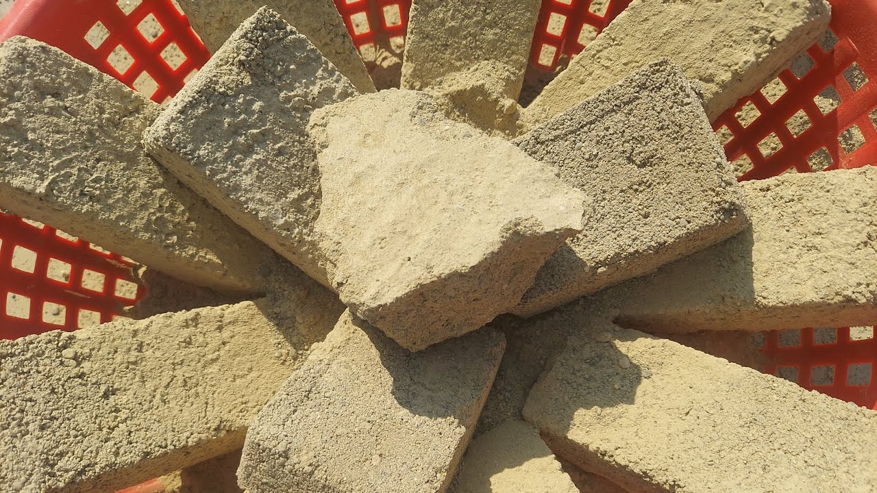 ASMR: Yellow 💛 Gritty Sand Cement Bars Shapes Dry Crumbing 