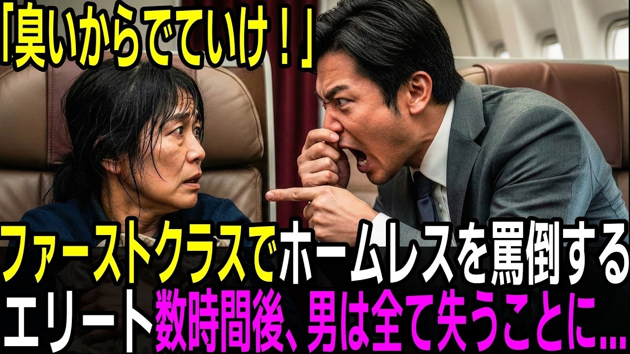 ファーストクラスに乗るホームレス？！最低の対応をする乗客の末路が...