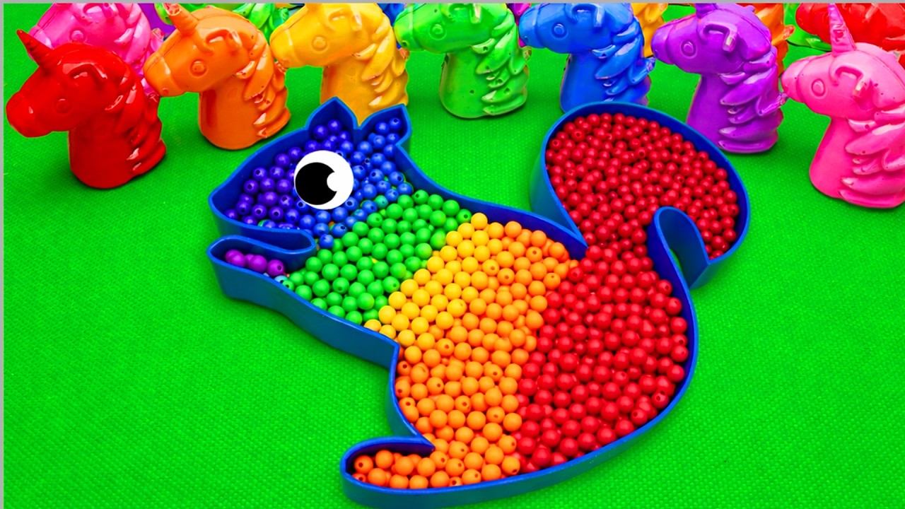 Satisfying ASMR Video 🌈 DIY Making Rainbow Chipmunk Beads Bathtub by Mixing Glitter Slime Coloring