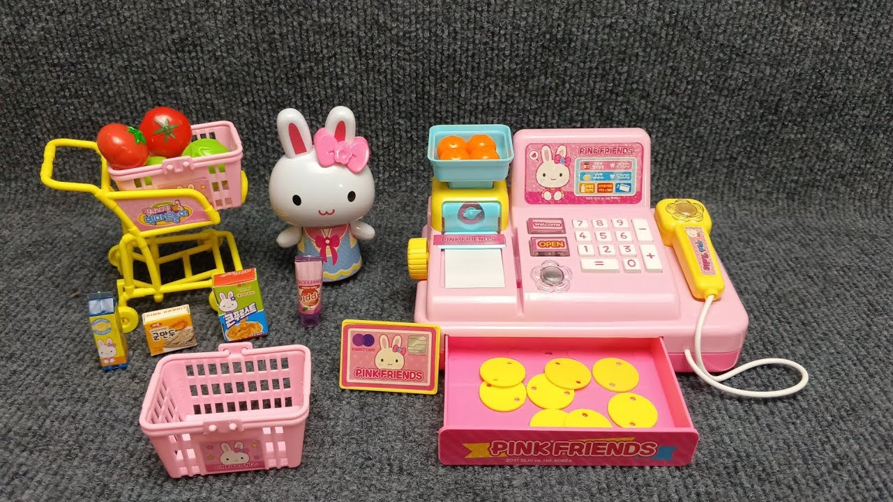 5 Minutes Satisfying With Unboxing Pink Rabbit Cash Register ASMR ( No Music )