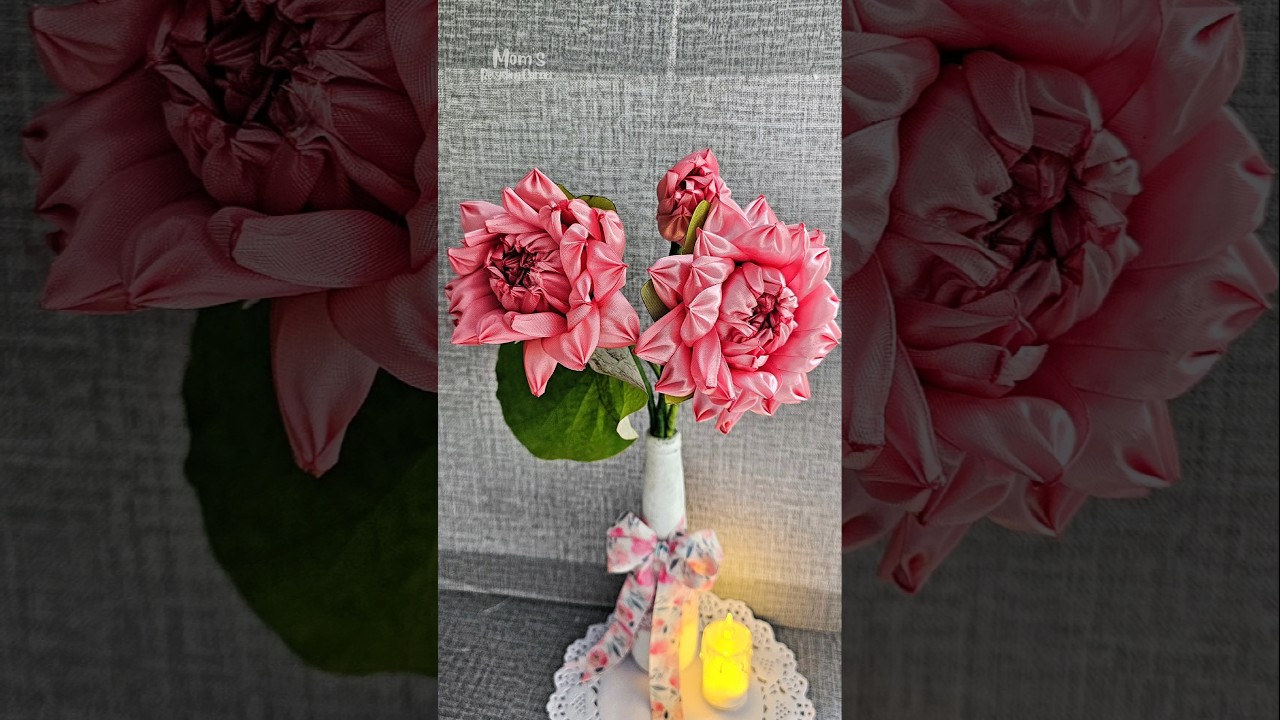 DIY Ribbon Lotus Flower 🌸 | Easy Handmade Tutorial #shortsviral #shorts #ribboncraft