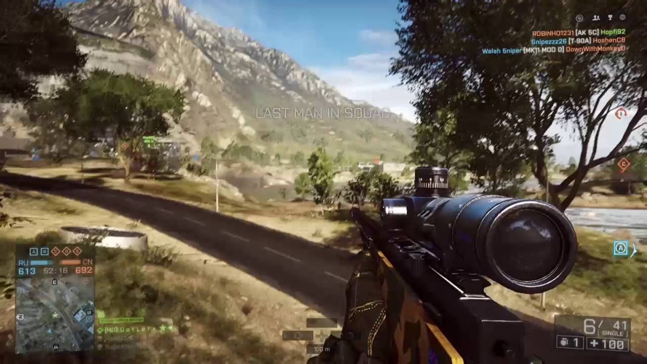 Battlefield 4 400m sniper shot!!