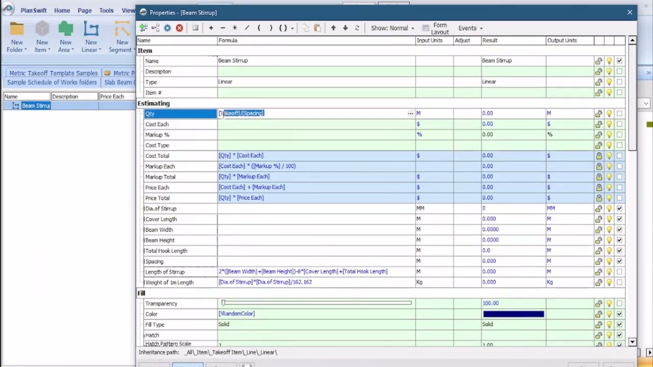 Beam Stirrups' Weight Calculation Made Easy: Two-Click Method | PlanSwift