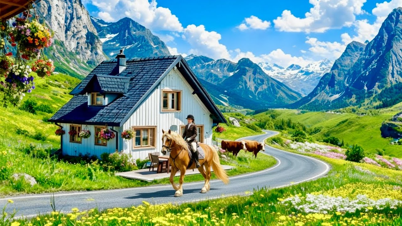 Swiss Villages , Driving in Heaven on Earth + Relaxing Music  , part  4
