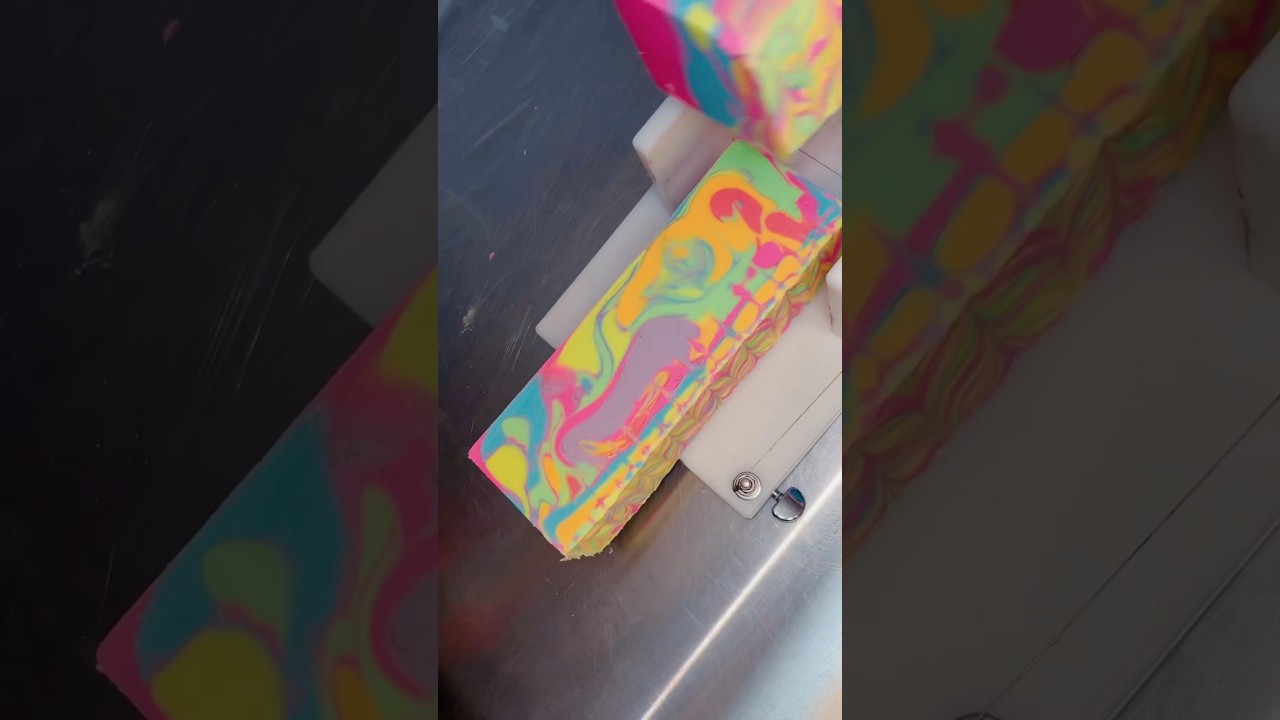 Cutting PASTEL Neon Soap!? #soapcutting #soapcut #soapmaker #soap #soaping #cpsoap #soapslicing