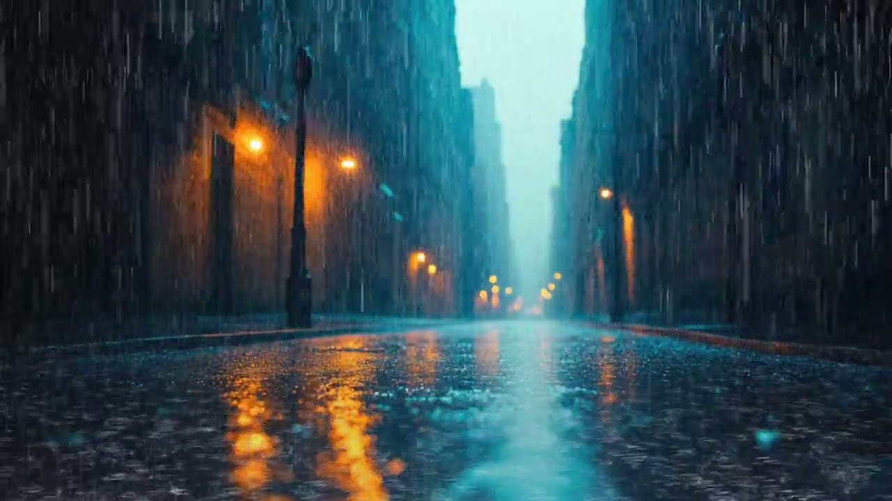 City Rain Ambience at Night | Cozy Street Sounds for Sleep, Study & Relaxation 🌧️