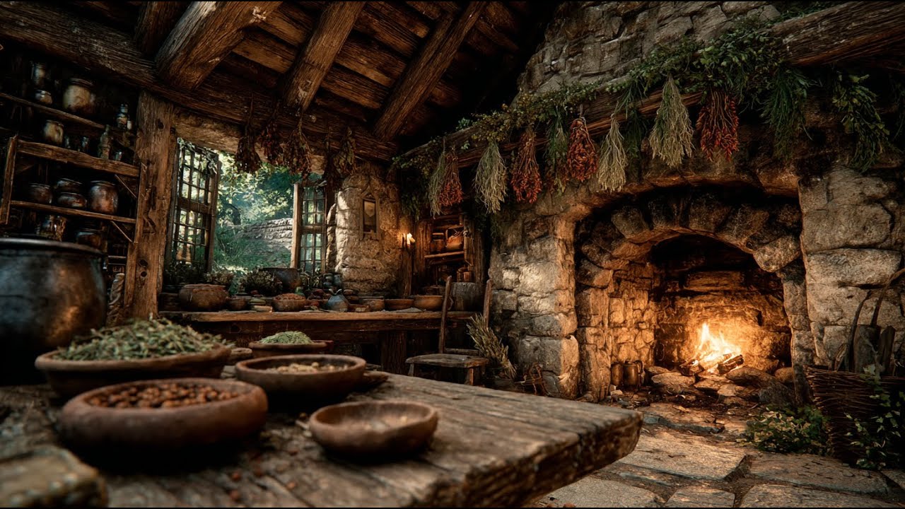 Fireside of the Forest Healer | Medieval Fantasy Music & Animated Ambience