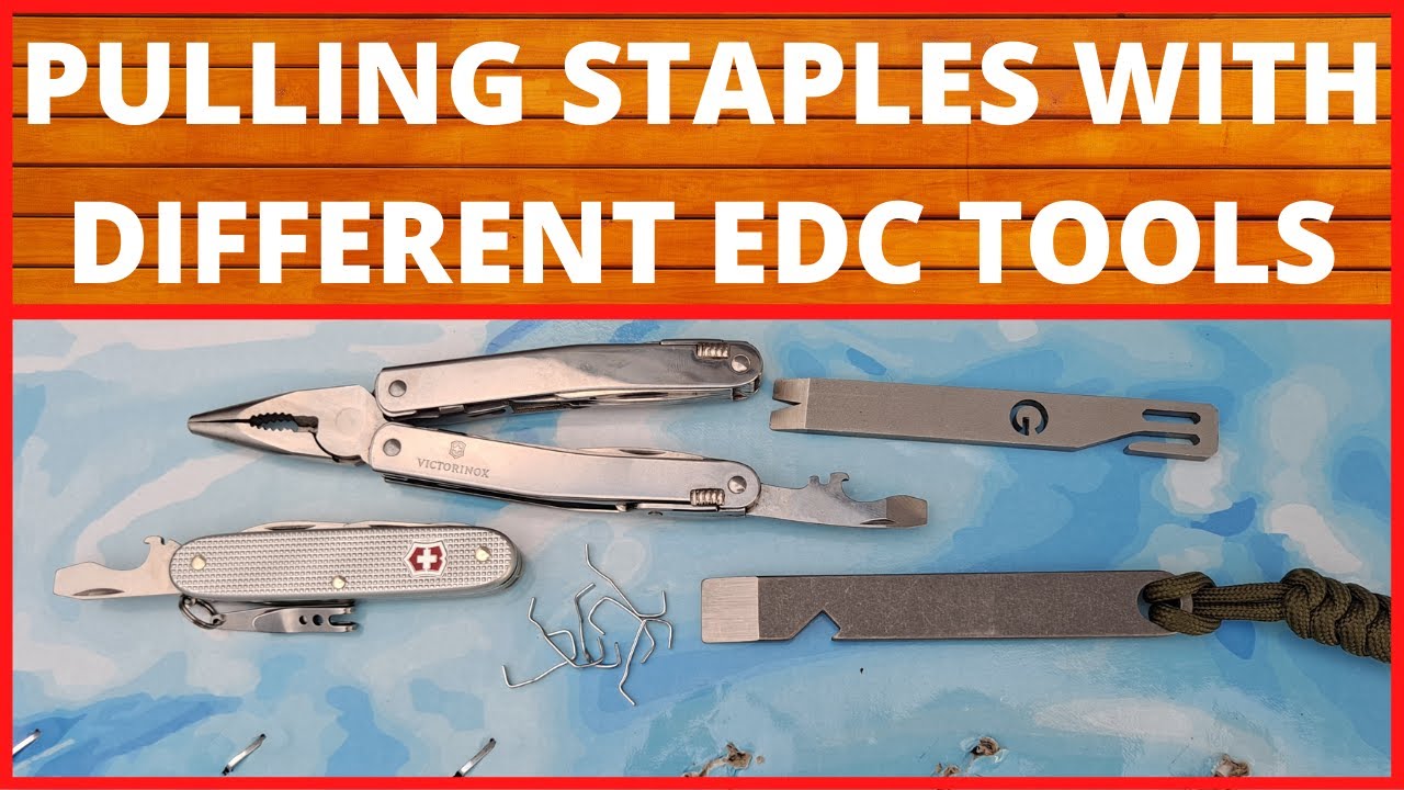 PULLING STAPLES WITH DIFFERENT EDC TOOLS. PRY BARS, SAK, MULTITOOL.