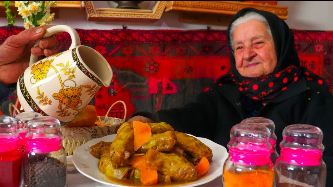 Şabalıdlı,turşulu KƏLƏM DOLMASI-Xaş və Qutab-Xan kababı-Chestnut,pickled DOLMA - Qutab-Khan kebab