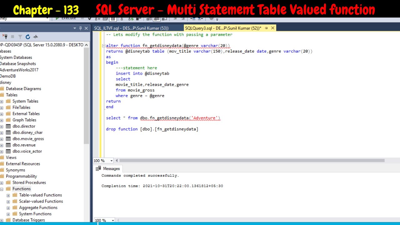 SQL Server - Multi Statement Table valued function