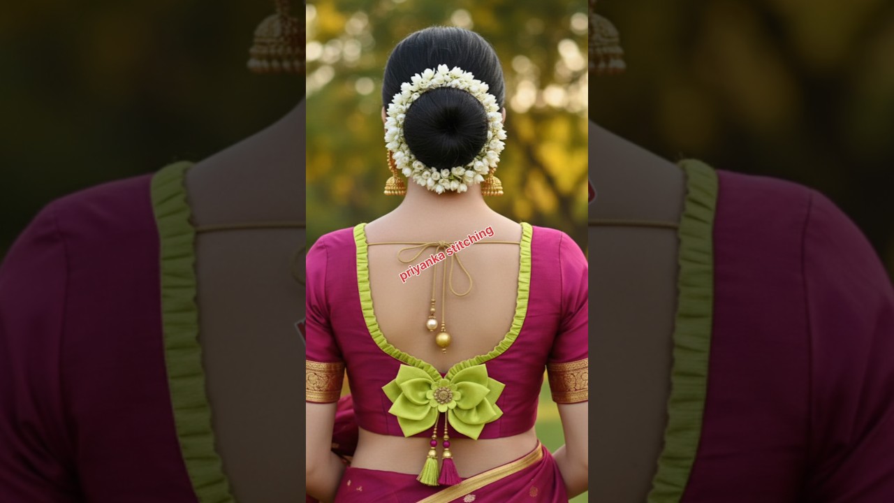 New trending blouse back neck designs/blouse baju design/blouse cutting and stitching/blouse design