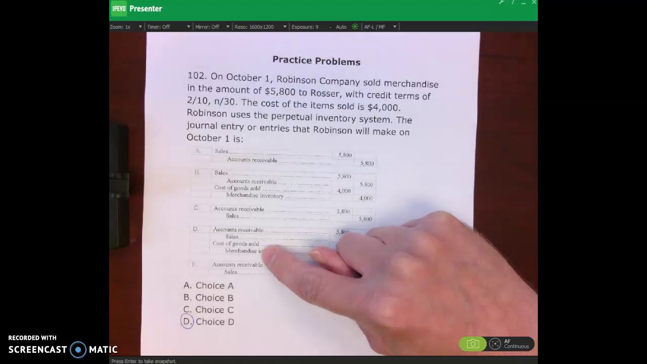 Accounting for Merchandise Sales, Practice Problems
