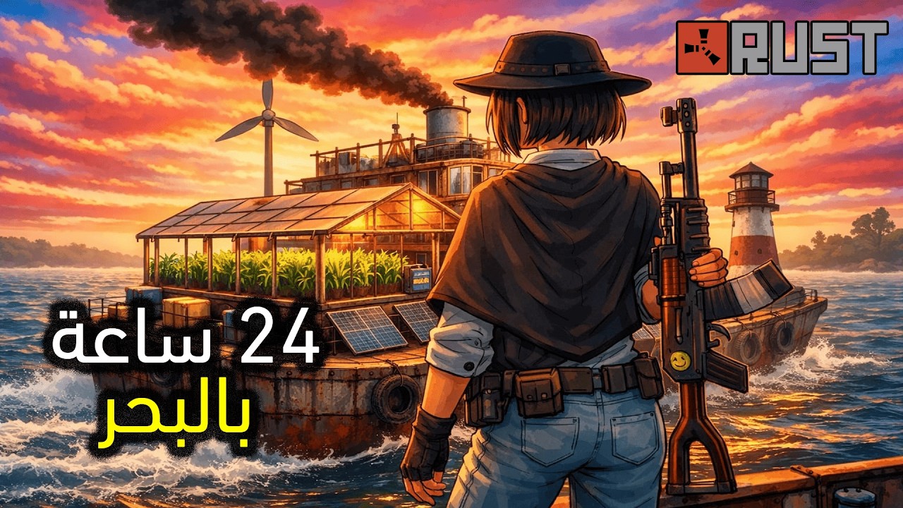 حاولت أعيش 24 ساعة في بيت عائم في البحر…🌊| Rust Solo