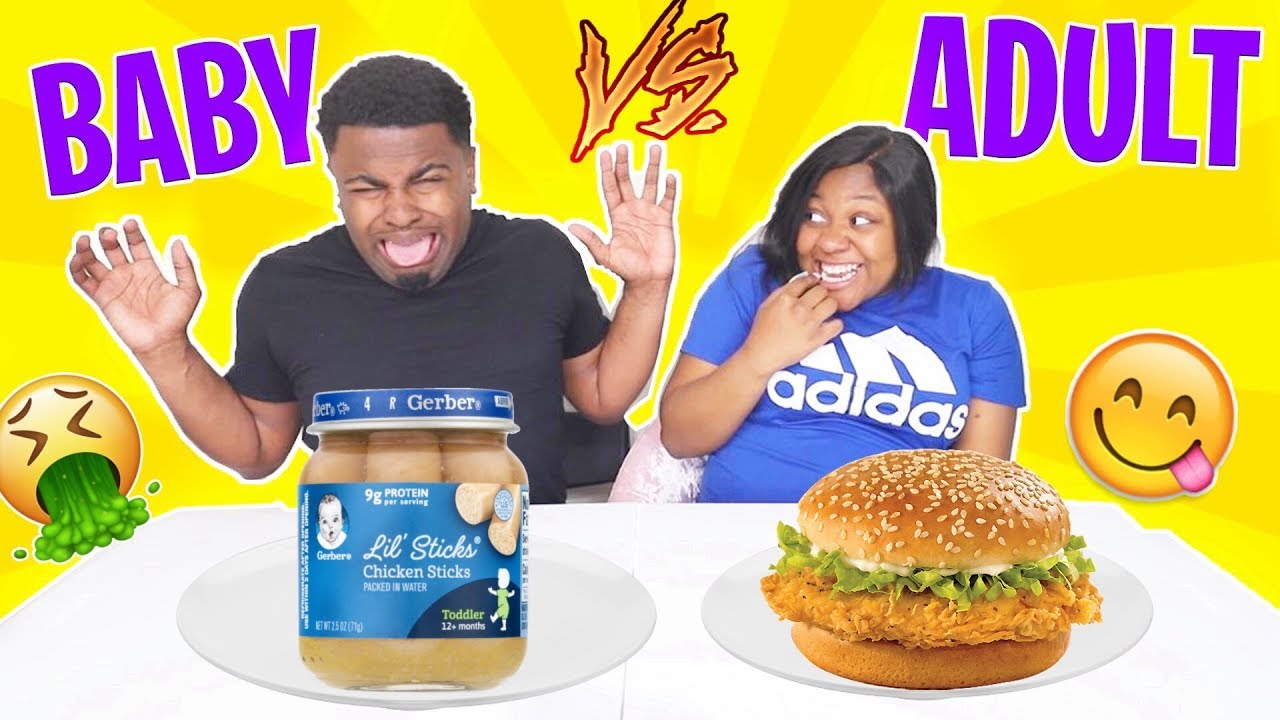 BABY FOOD VS ADULT FOOD CHALLENGE!