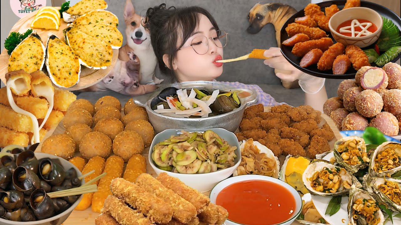🐚🦪🧀Mukbang Nem Chua Rán, Khoai Môn Lệ Phố, Phô Mai Chiên, Ốc Mít Hấp, Hàu Nướng Phô Mai Và Mỡ Hành