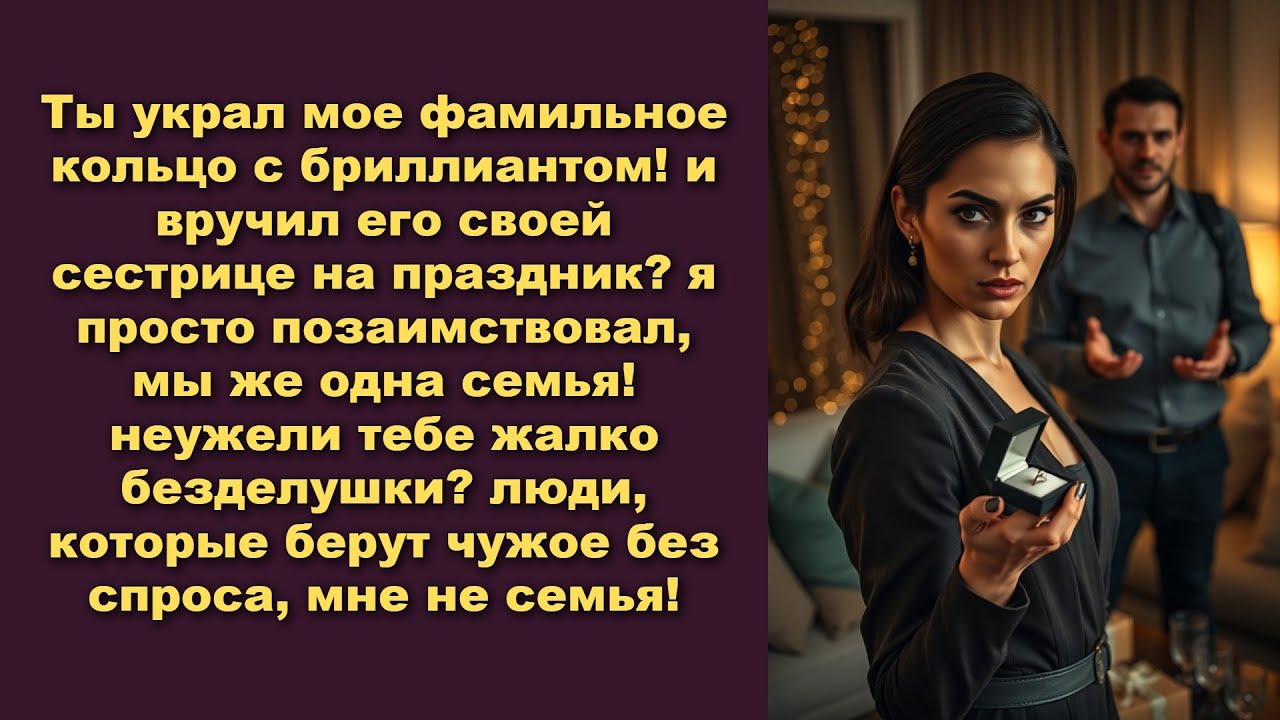 Ты украл мое фамильное кольцо с бриллиантом и вручил его своей сестрице на праздник я просто
